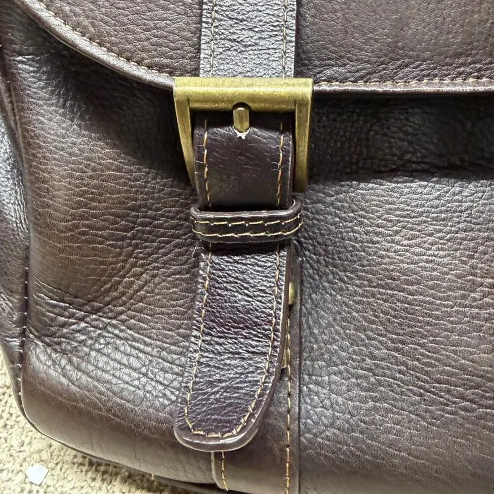 Samsonite Classic Leather Flapover Briefcase Messenger Bag Espresso Brown